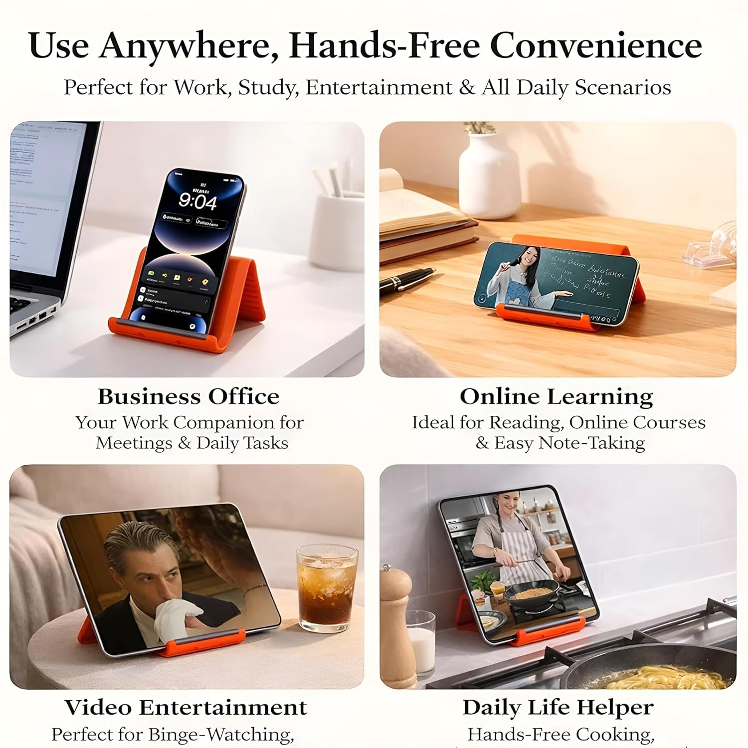 Adjustable silicone phone holder for desk