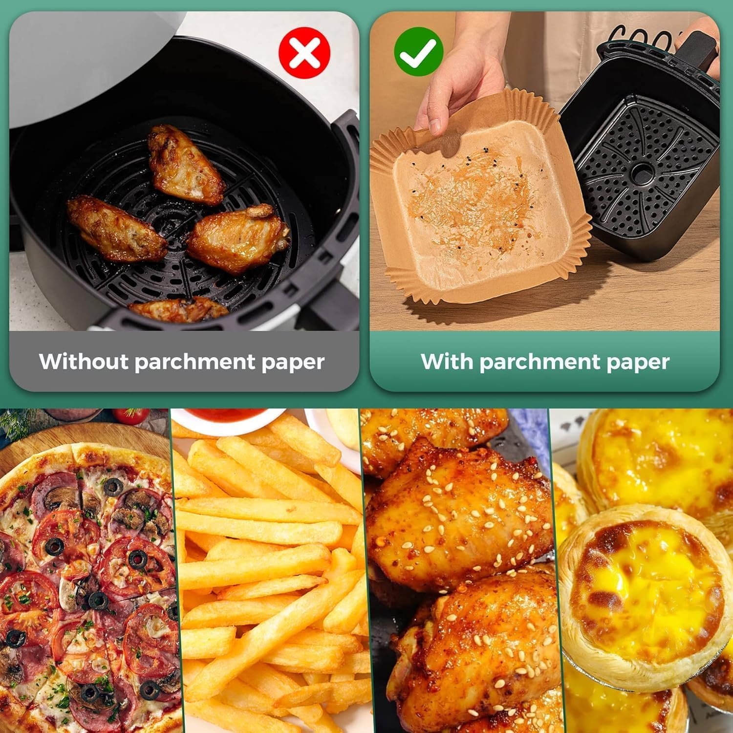 100 piece disposable air fryer paper liner pack