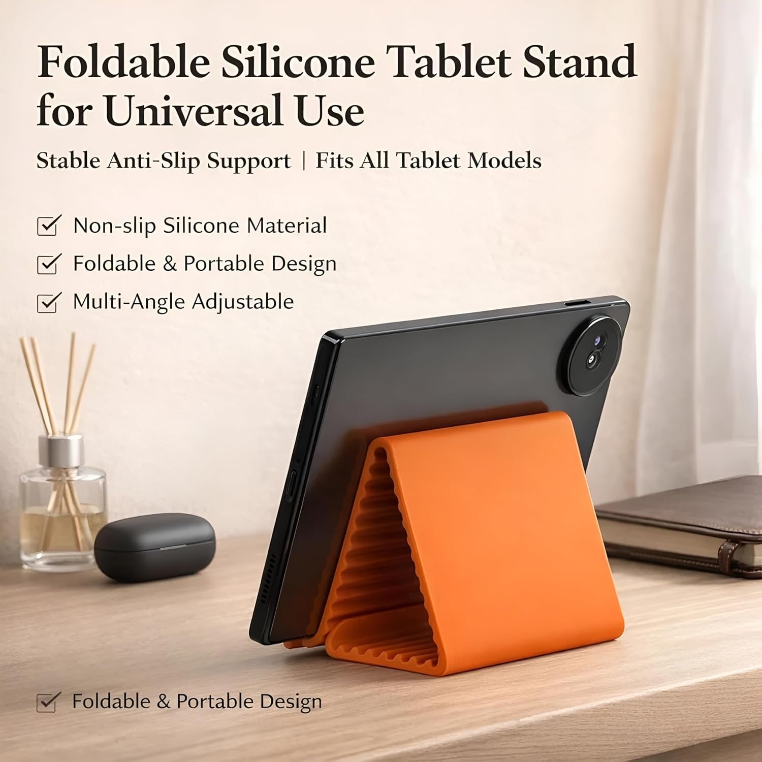 Orange foldable mobile phone stand